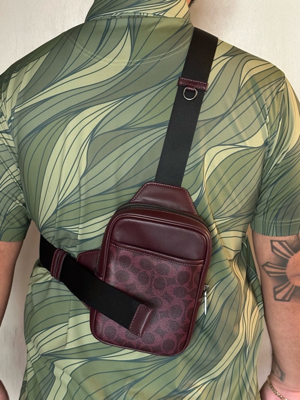 Coach Men's Deep Burgundy Signature Sling Belt Bag